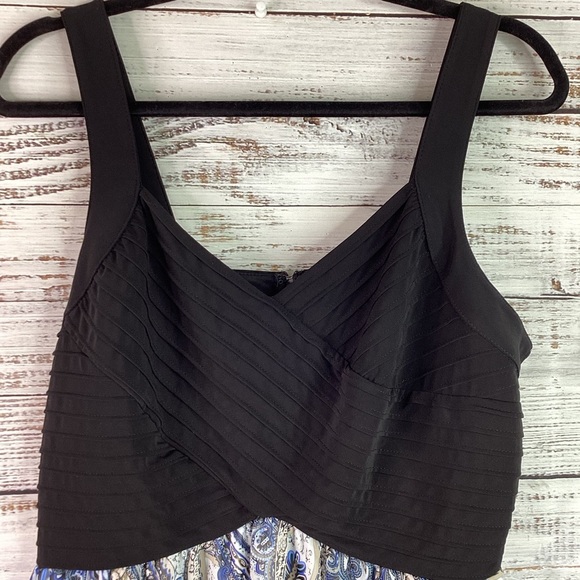 AVENUE PAISLEY PLUS SIZE 14 16 Blues, Black & White Maxi Dress - Picture 3 of 15